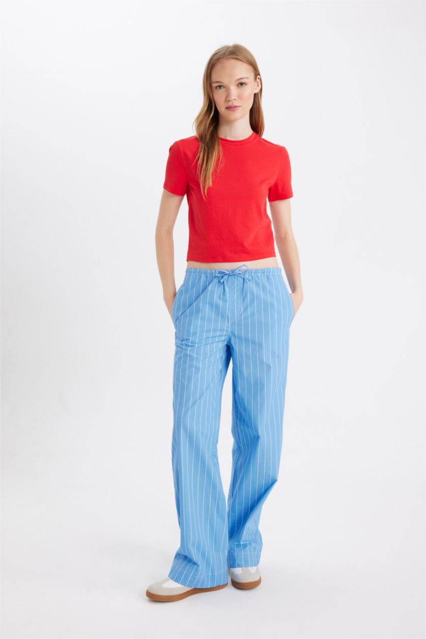 WOMAN Red Fitted Crew Neck Basic Short Sleeve T-Shirt