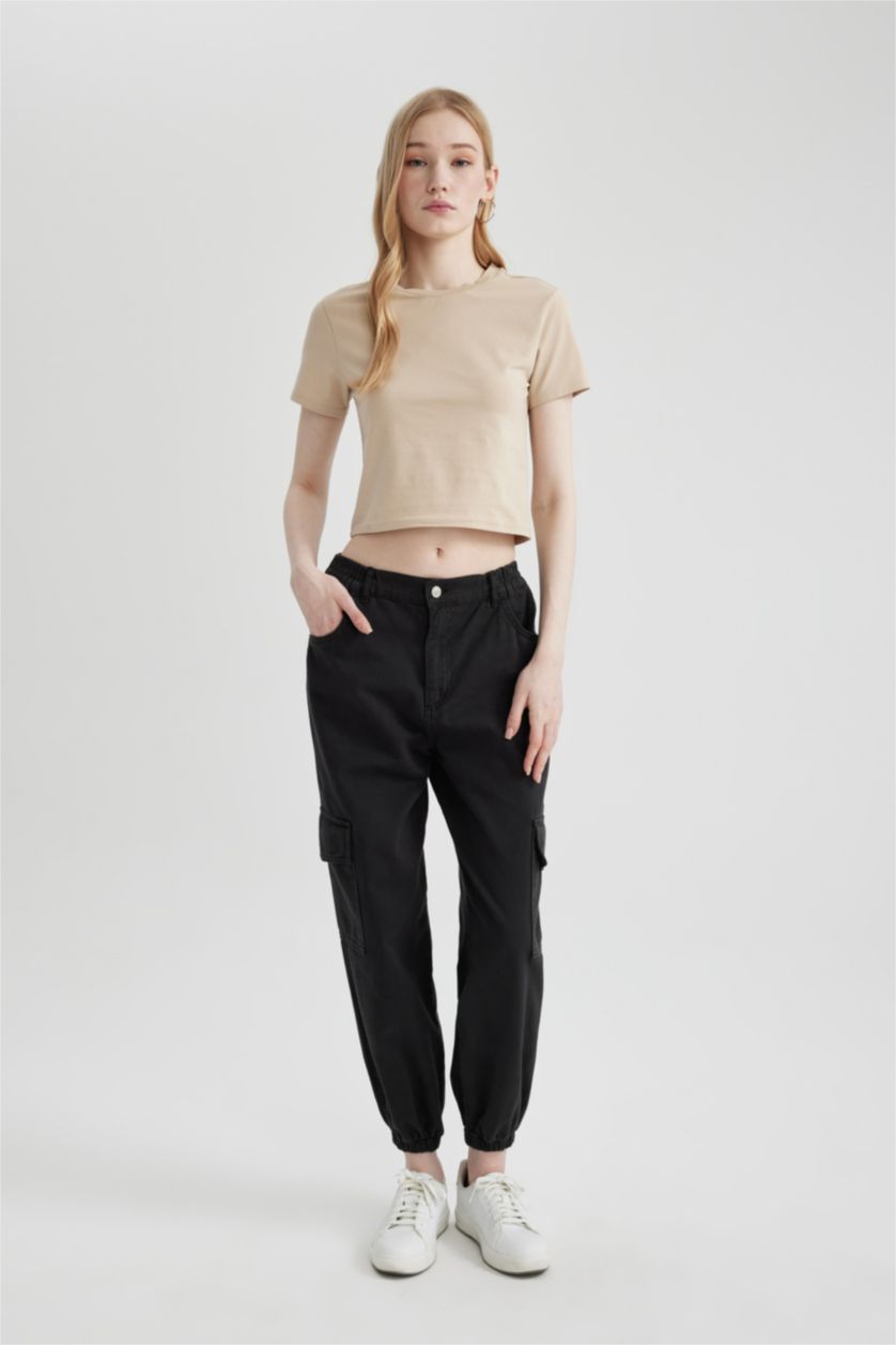 نساء بيج تيشيرت نص كم سليم فيت