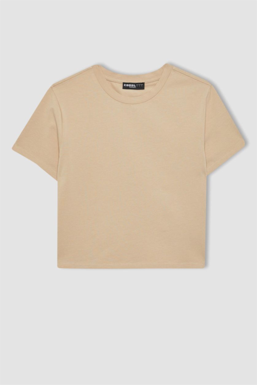 نساء بيج تيشيرت نص كم سليم فيت