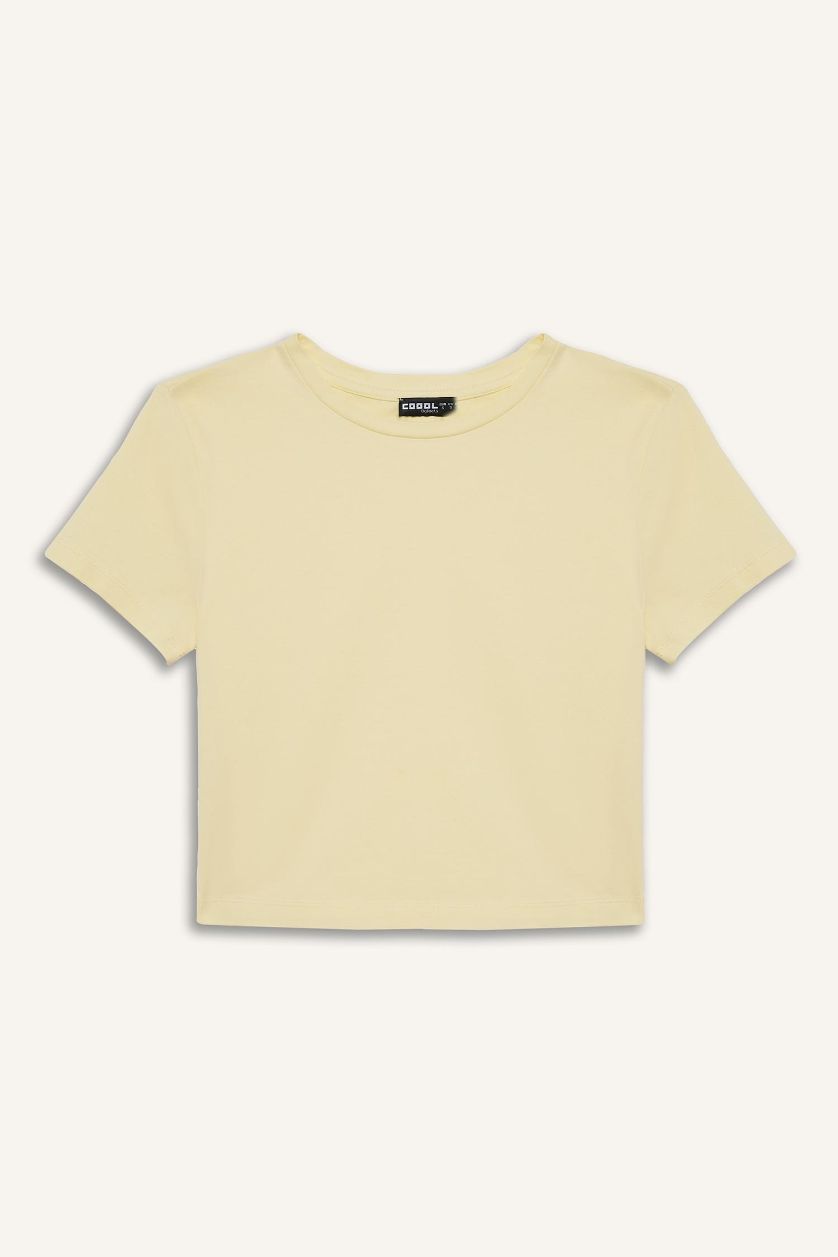 نساء أصفر فاتح Fitted Short Sleeve T-Shirt