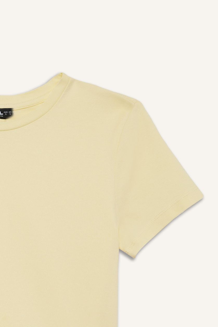 نساء أصفر فاتح Fitted Short Sleeve T-Shirt