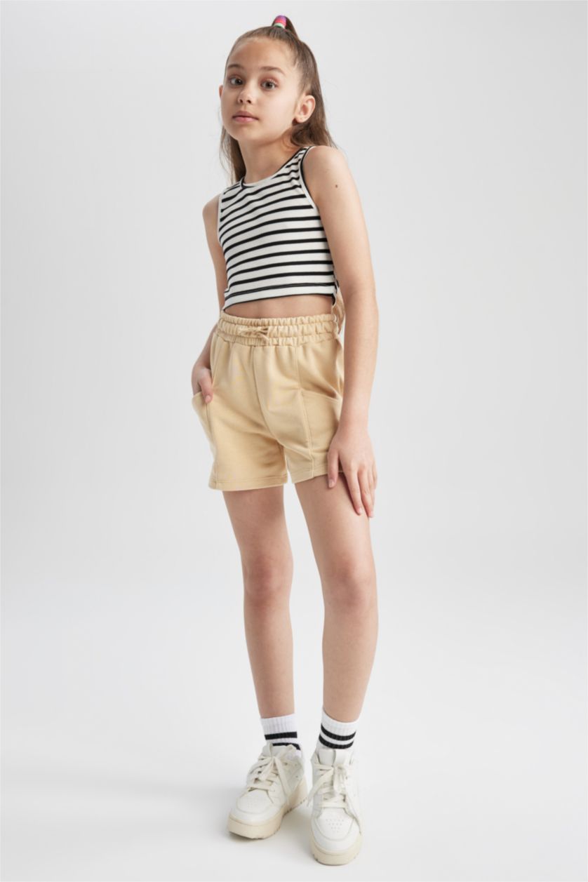 Girls & Teens Beige شورت بناتي قماش رقيق