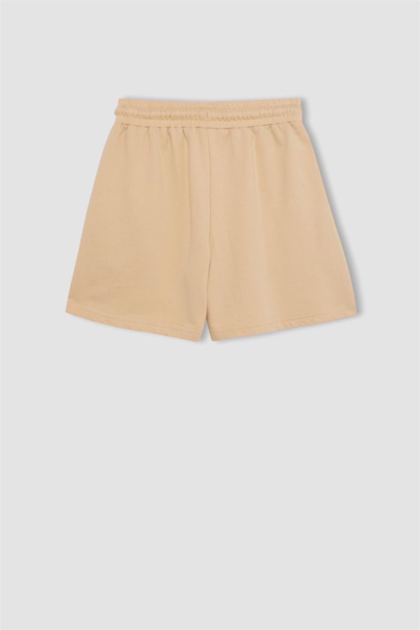 Kız Çocuk - Genç Kız Bej Cepli Dokuma Etiketli Şort Kız Çocuk
