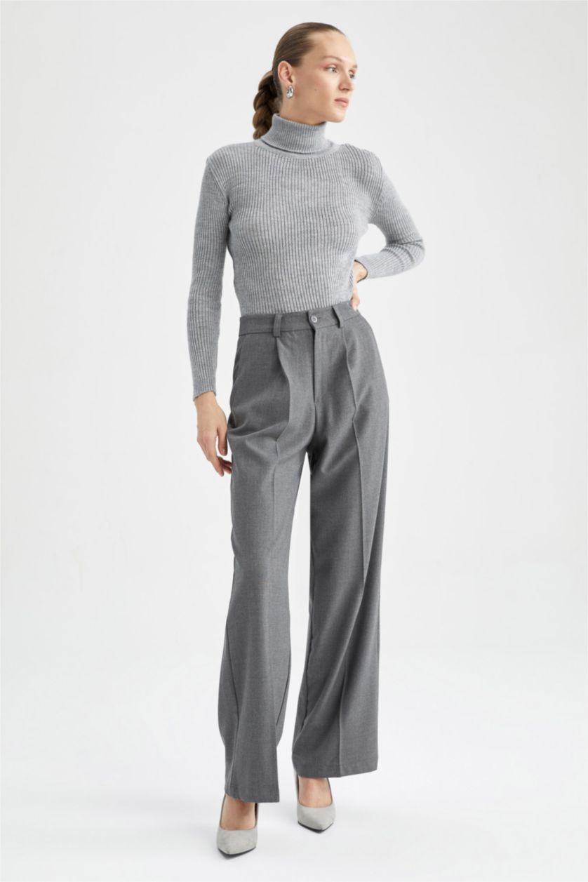 WOMAN Grey Melange Wide Leg Wide Leg Pants