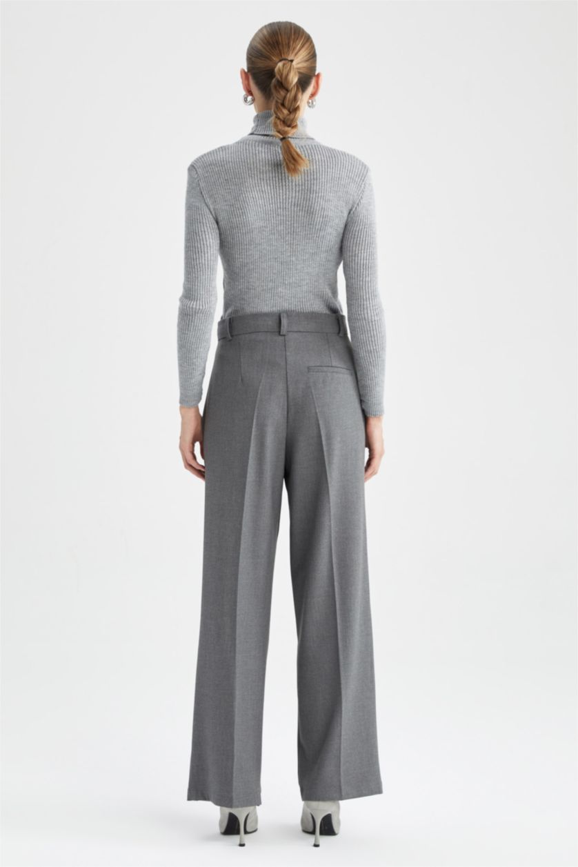 WOMAN Grey Melange Wide Leg Wide Leg Pants