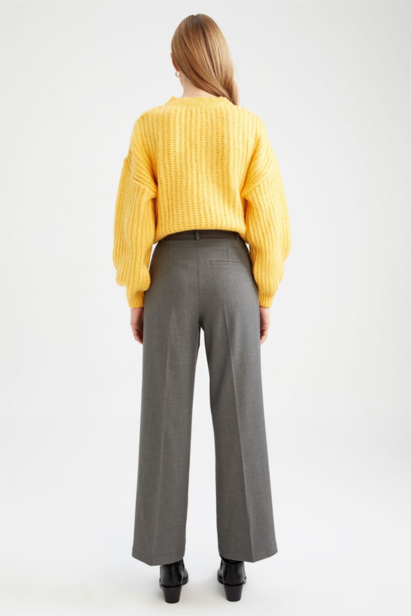 WOMAN Grey Melange Wide Leg Wide Leg Pants