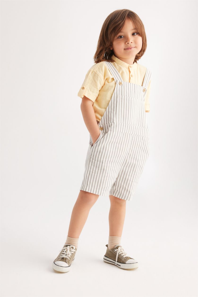 BABY BOY White Baby Boy Printed Gabardine Jumpsuit