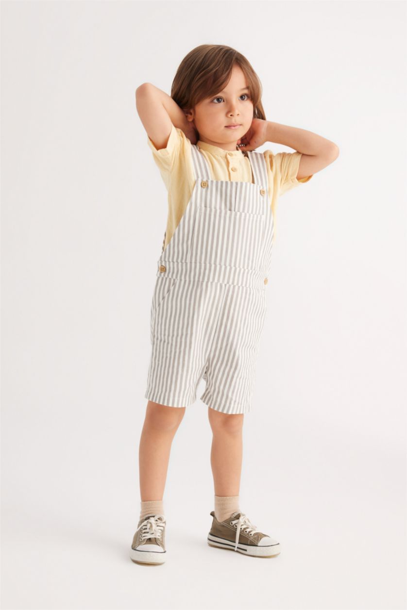 BABY BOY White Baby Boy Printed Gabardine Jumpsuit