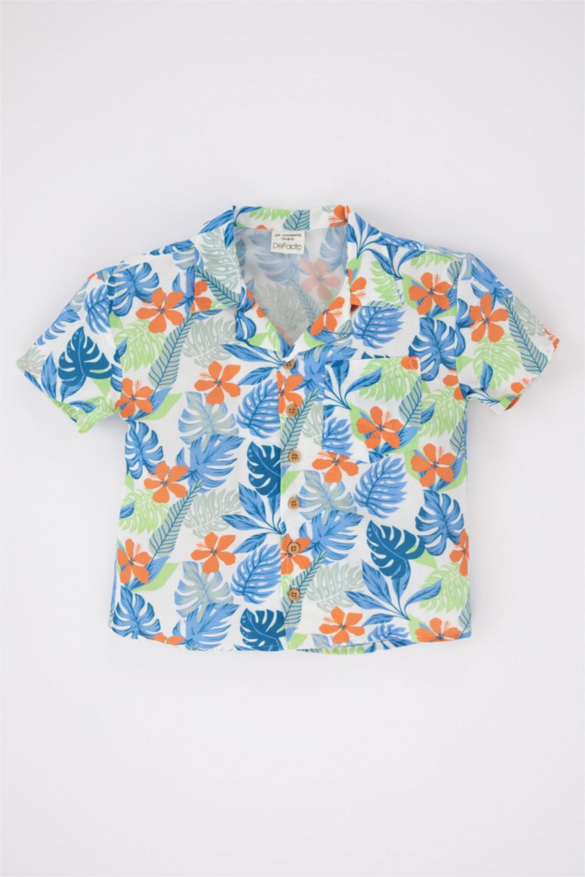 BABY BOY Sand Regular Fit Viscose Short Sleeve Shirt