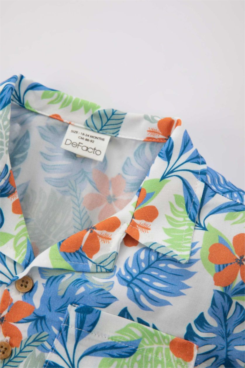 BABY BOY Sand Regular Fit Viscose Short Sleeve Shirt