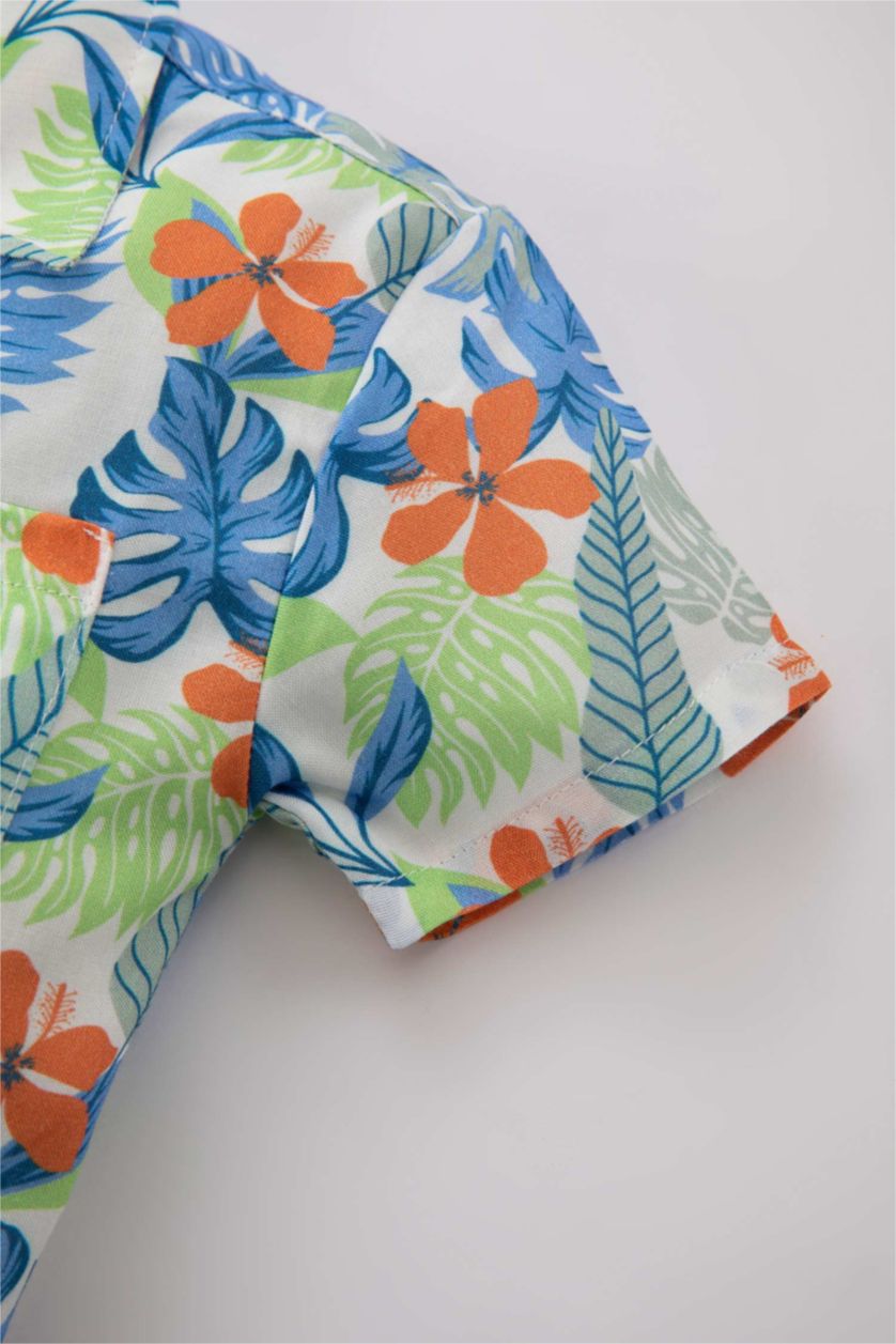 BABY BOY Sand Regular Fit Viscose Short Sleeve Shirt