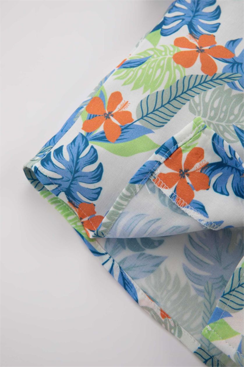 BABY BOY Sand Regular Fit Viscose Short Sleeve Shirt