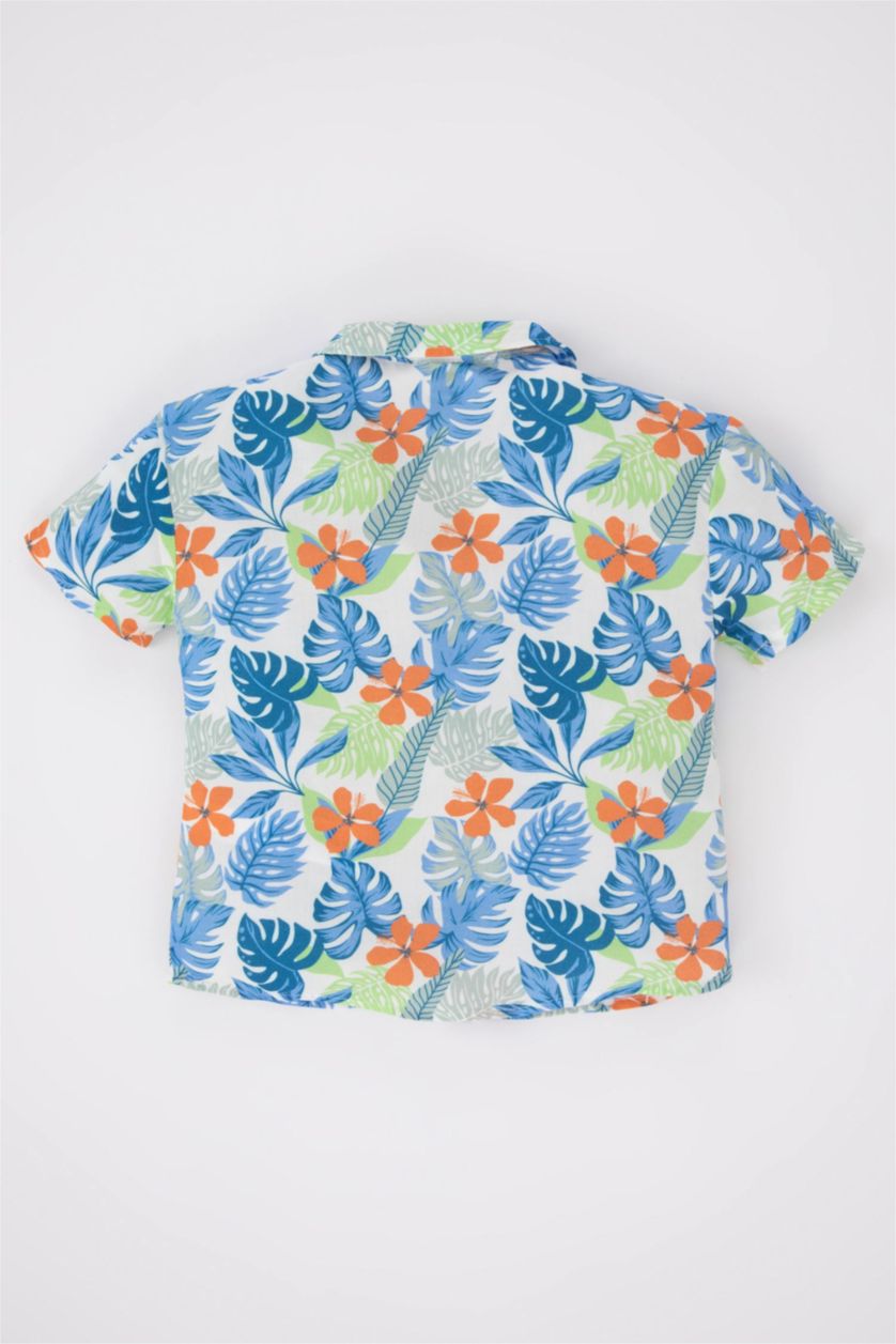 BABY BOY Sand Regular Fit Viscose Short Sleeve Shirt