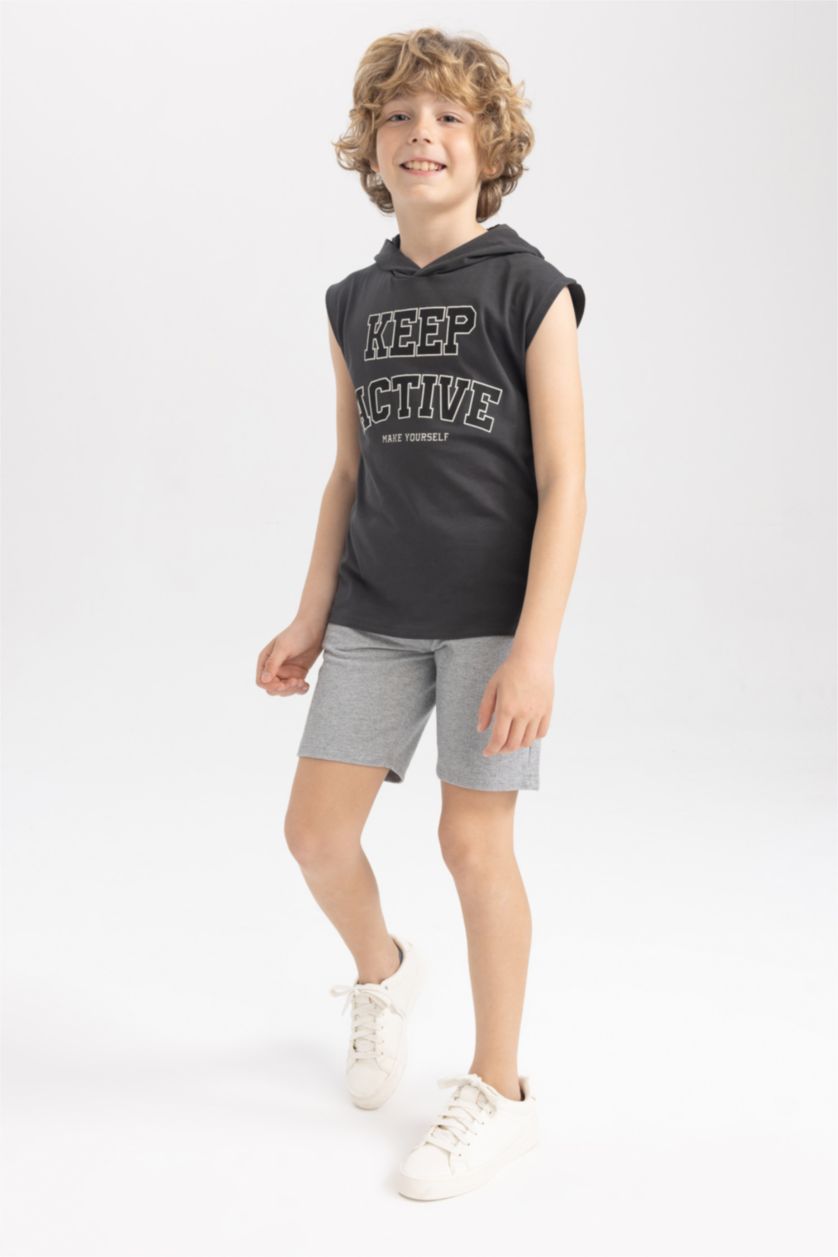 BOYS & TEENS Anthracite Boy Hooded T shirt