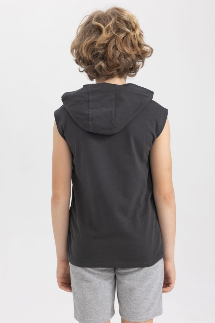 BOYS & TEENS Anthracite Boy Hooded T shirt