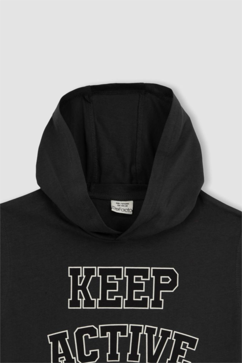 BOYS & TEENS Anthracite Boy Hooded T shirt