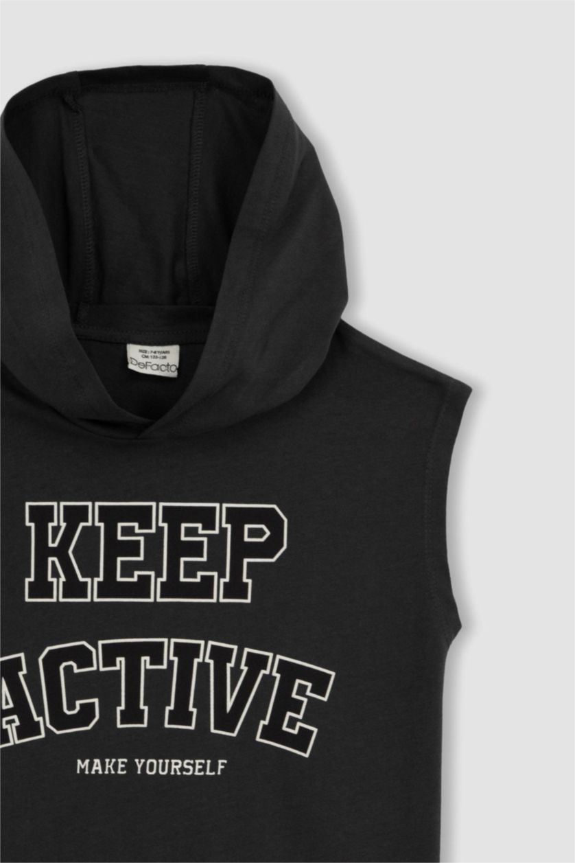 BOYS & TEENS Anthracite Boy Hooded T shirt