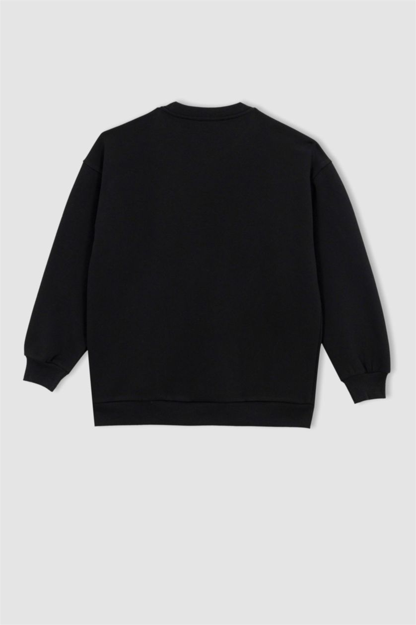 Woman Black AC/DC Oversize Fit Crew Neck Sweatshirt