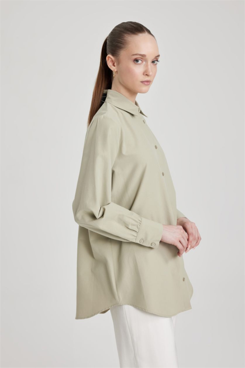 WOMAN Stone Regular Fit Poplin Shirt Collar Long Sleeve Tunic