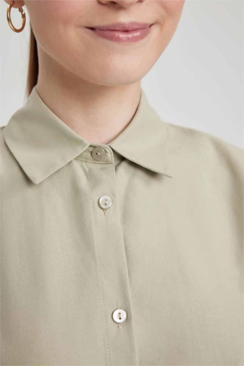 WOMAN Stone Regular Fit Poplin Shirt Collar Long Sleeve Tunic