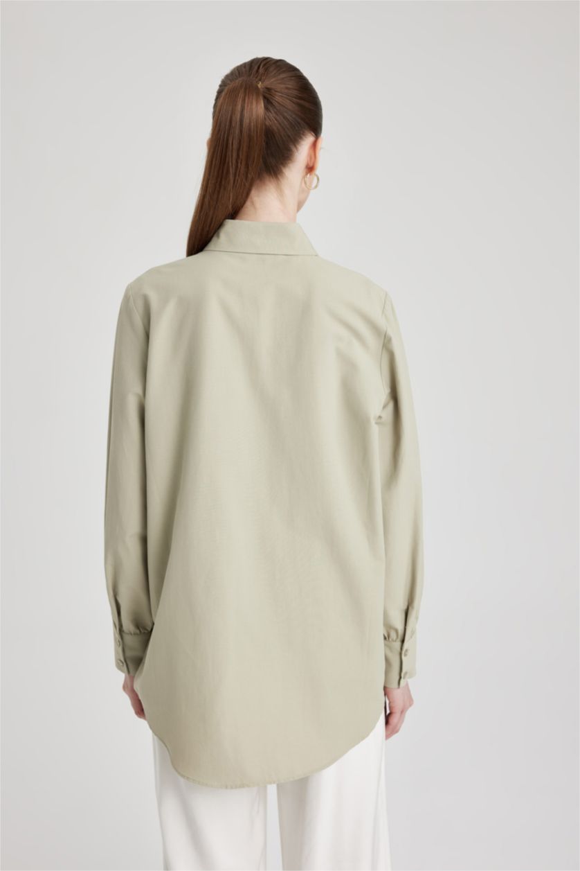 WOMAN Stone Regular Fit Poplin Shirt Collar Long Sleeve Tunic