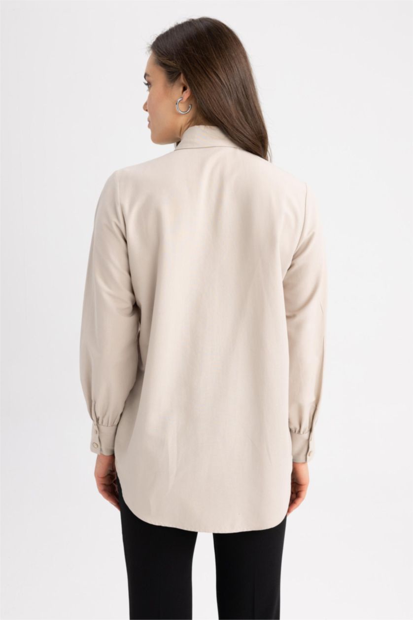 WOMAN Sand Regular Fit Poplin Long Sleeve Tunic
