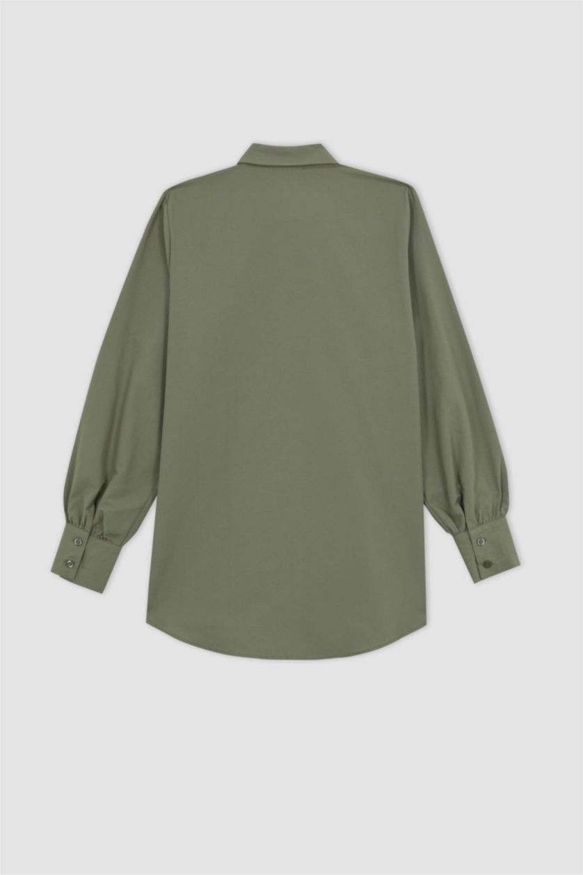 حريمي كاكي فاتح تونيك بوبلين كم طويل قصة عادية