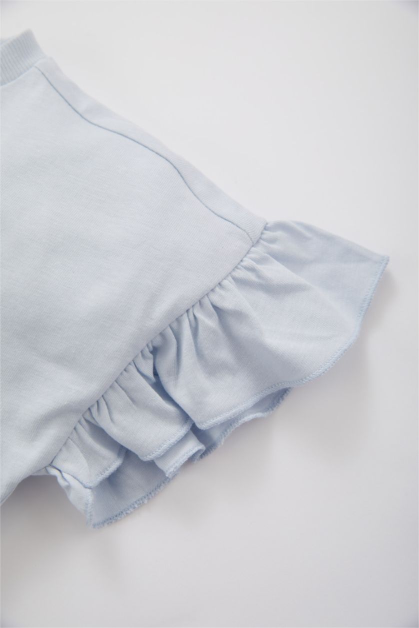 BÉBÉ FILLE BLEU Clair T-Shirt à Manches Courtes imprimé Licorne à Col rond pour Bébé Fille