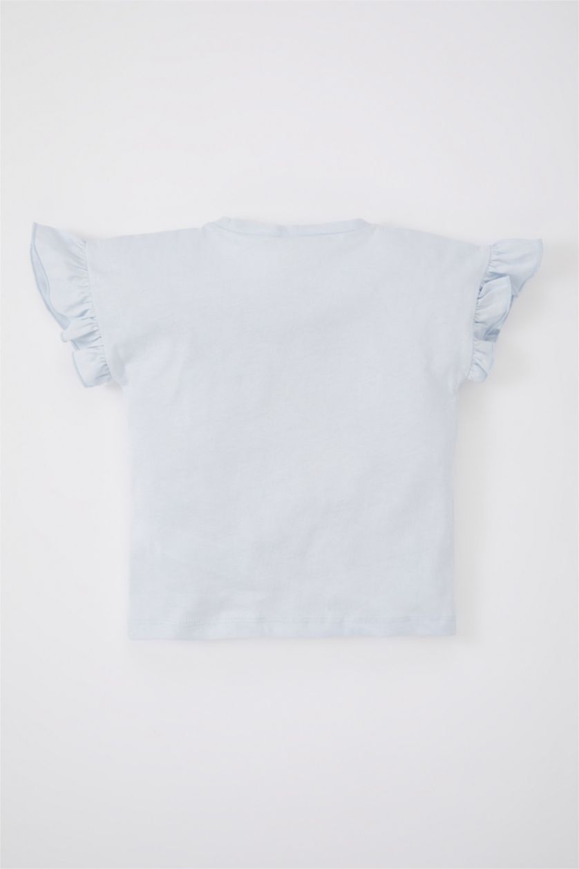 BÉBÉ FILLE BLEU Clair T-Shirt à Manches Courtes imprimé Licorne à Col rond pour Bébé Fille