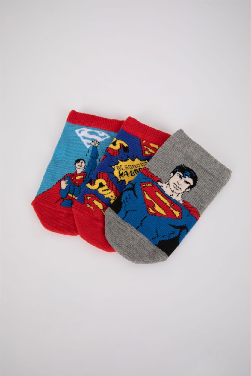 BOYS & TEENS MIXED Boy Superman Licensed 3 Pack Cotton Booties Socks