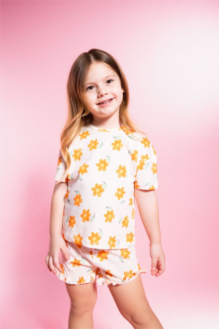 طفلة صغيرة اللون الرملي طقم بناتي تايجر بياخة مستديرة - قطعتين