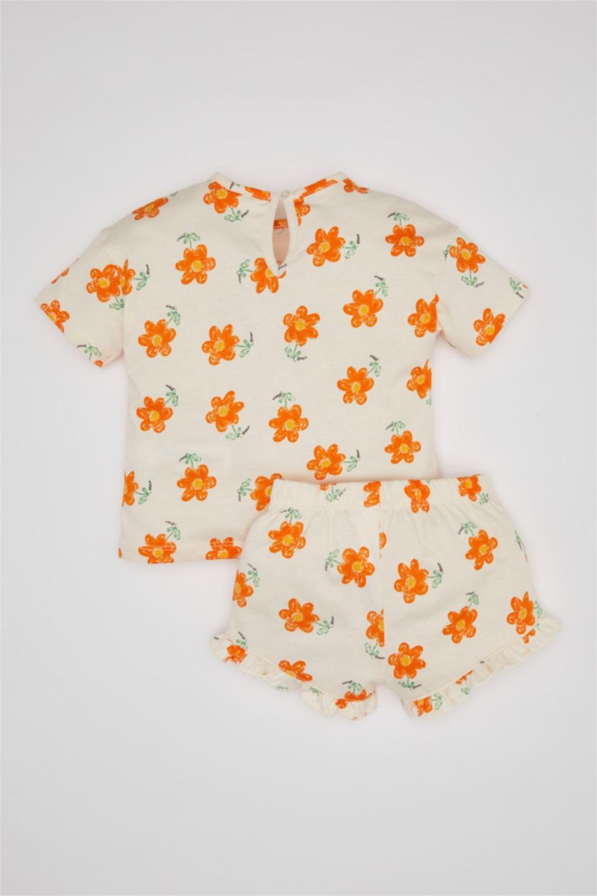 طفلة صغيرة اللون الرملي طقم بناتي تايجر بياخة مستديرة - قطعتين