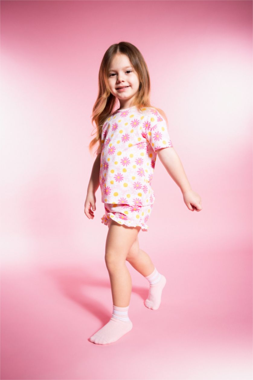 BABY GIRL Pink Baby Girl Floral Short Sleeve T-Shirt Shorts 2 Piece Set