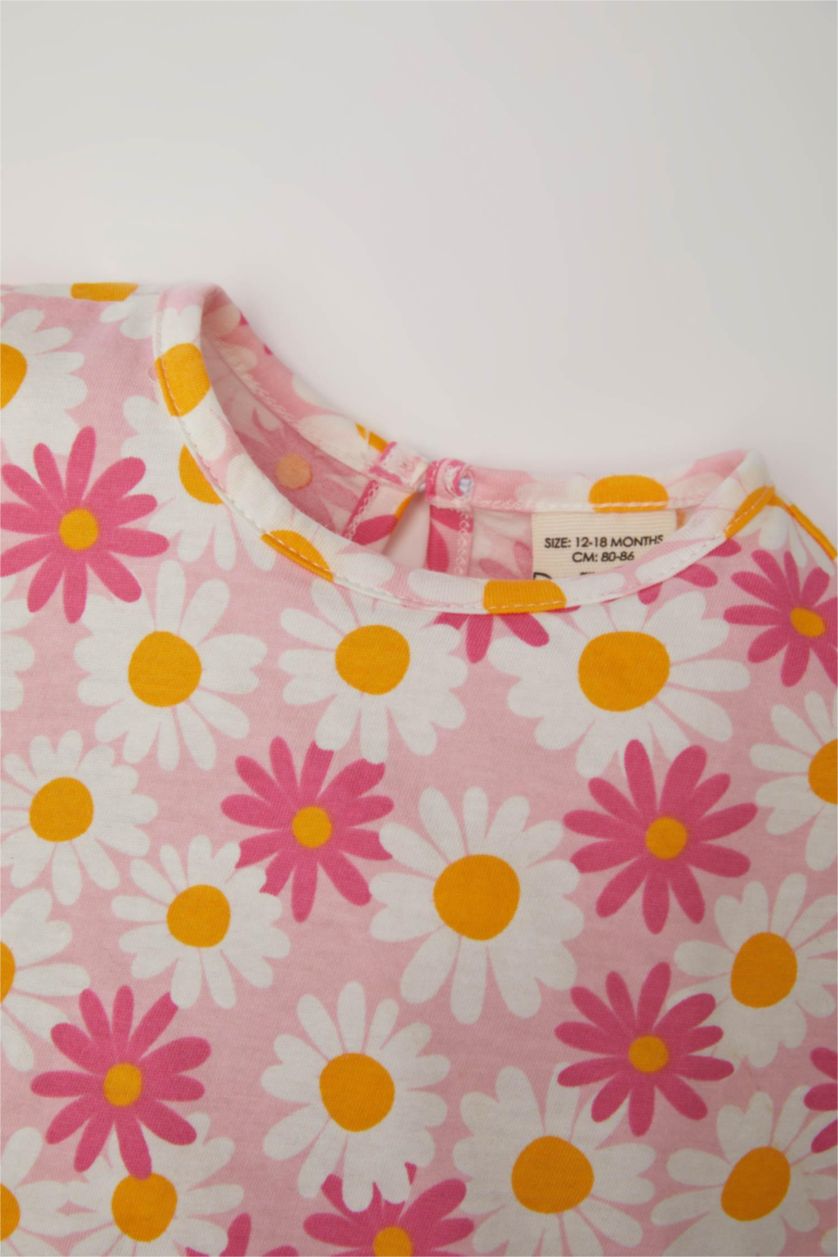 BABY GIRL Pink Baby Girl Floral Short Sleeve T-Shirt Shorts 2 Piece Set