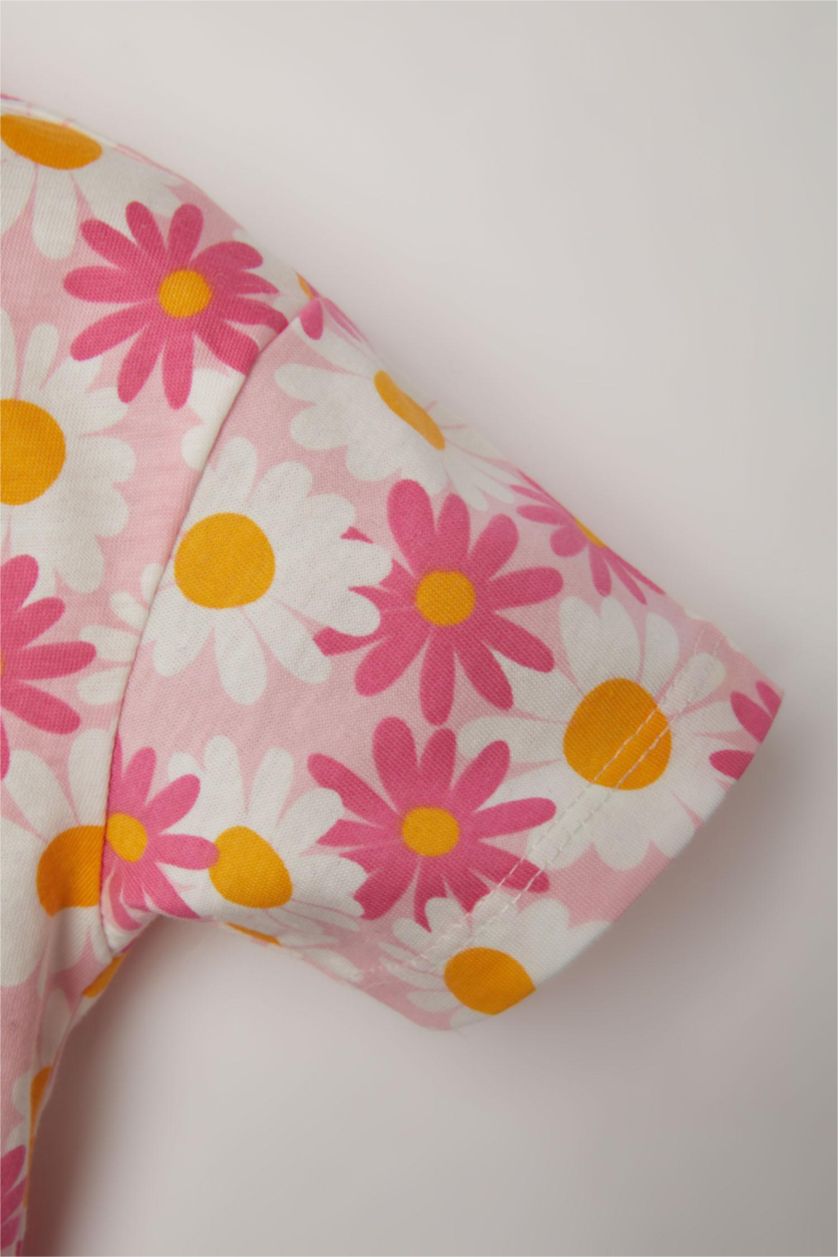 BABY GIRL Pink Baby Girl Floral Short Sleeve T-Shirt Shorts 2 Piece Set