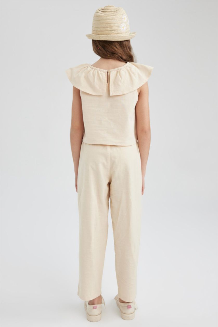 GIRLS & TEENS Beige Girl Sleeveless Blouse Trousers 2 Piece Set