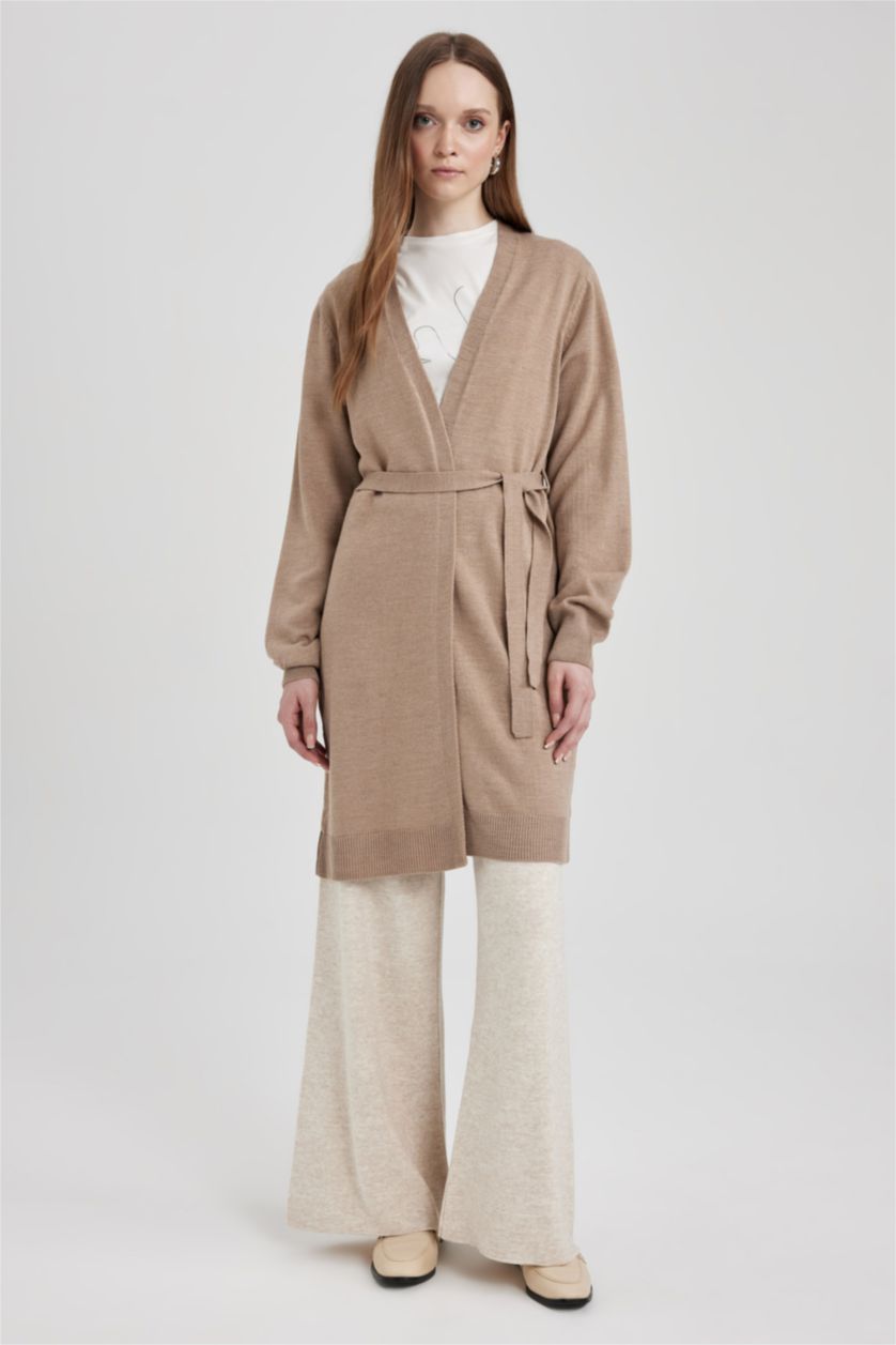 نساء فيزوني كارديجان قصة عادية بياقة شال