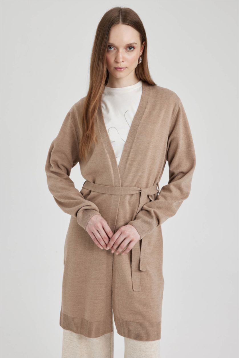 نساء فيزوني كارديجان قصة عادية بياقة شال