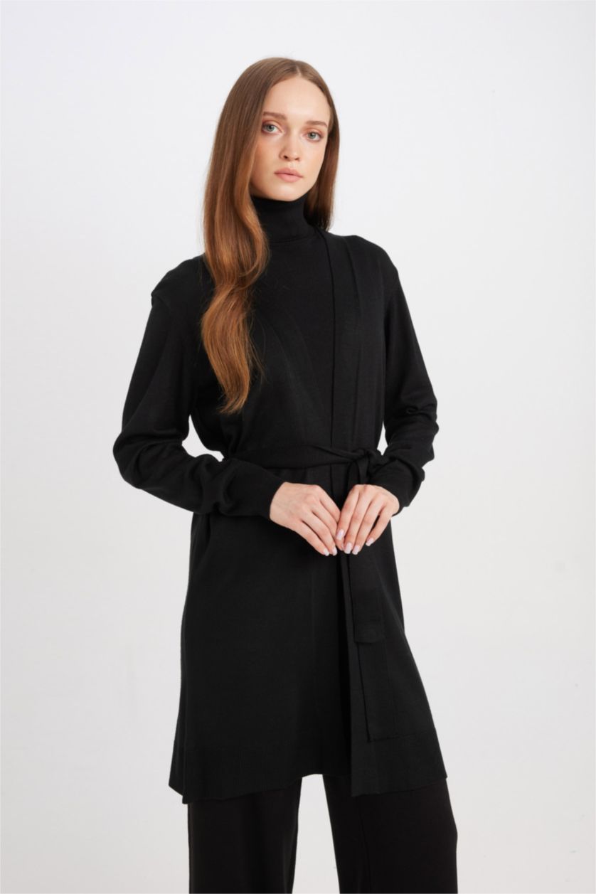 WOMAN Black Regular Fit Shawl Collar Cardigan
