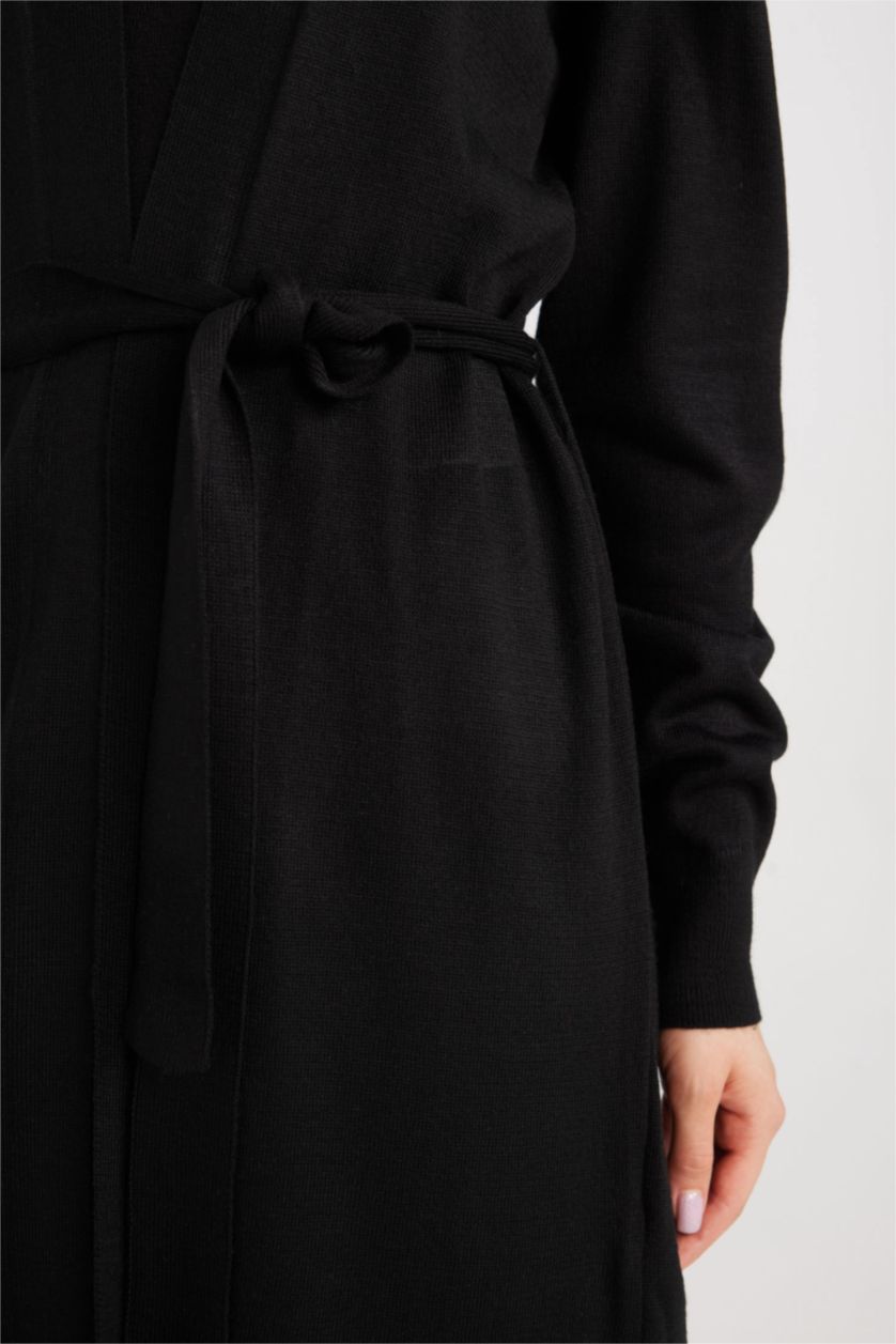 WOMAN Black Regular Fit Shawl Collar Cardigan