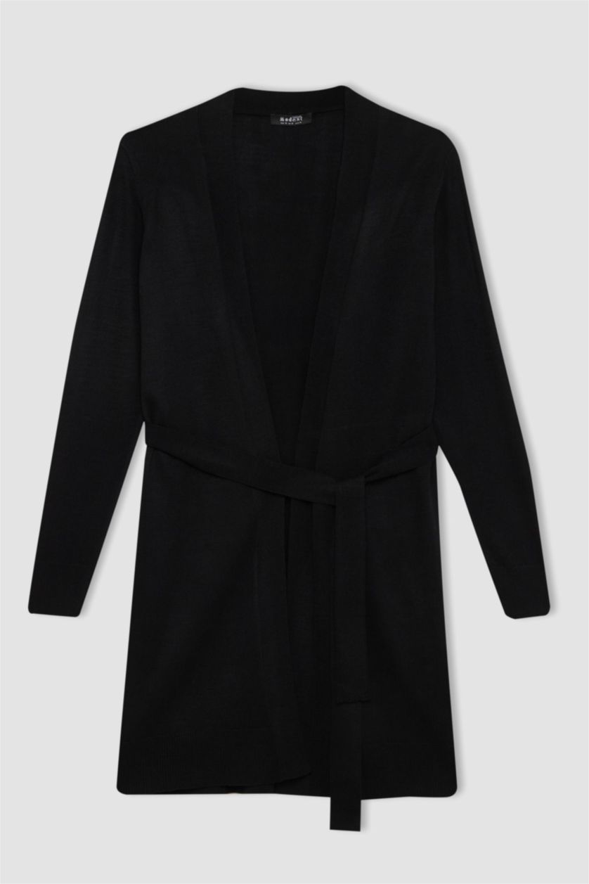 WOMAN Black Regular Fit Shawl Collar Cardigan
