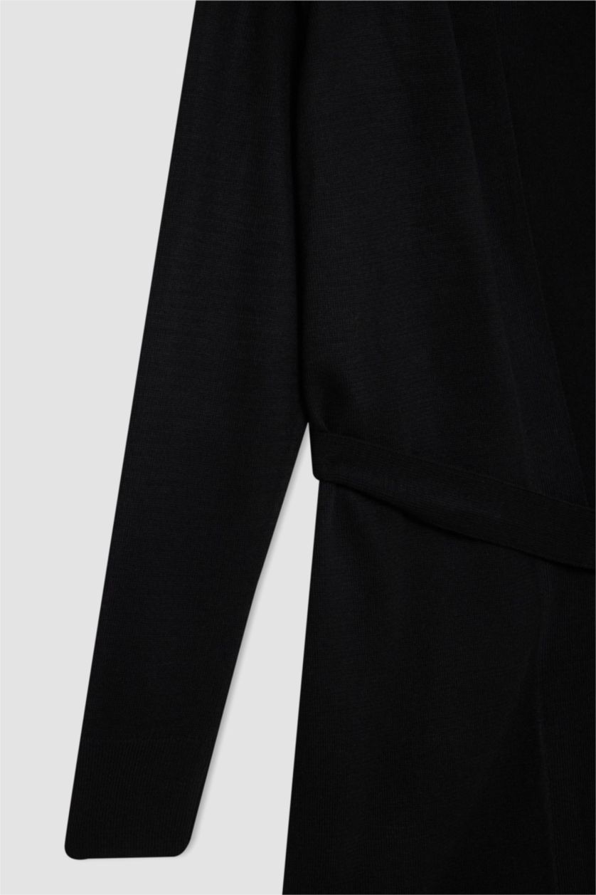 WOMAN Black Regular Fit Shawl Collar Cardigan