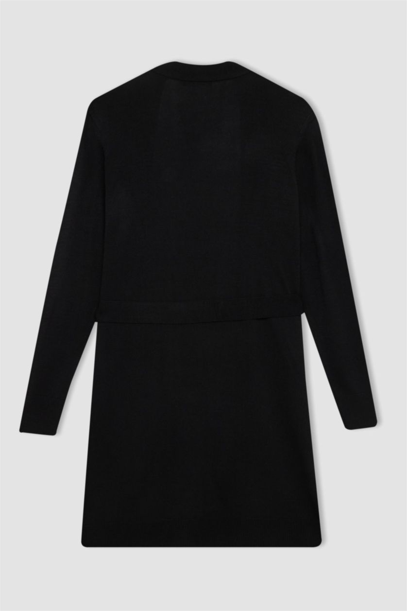 WOMAN Black Regular Fit Shawl Collar Cardigan