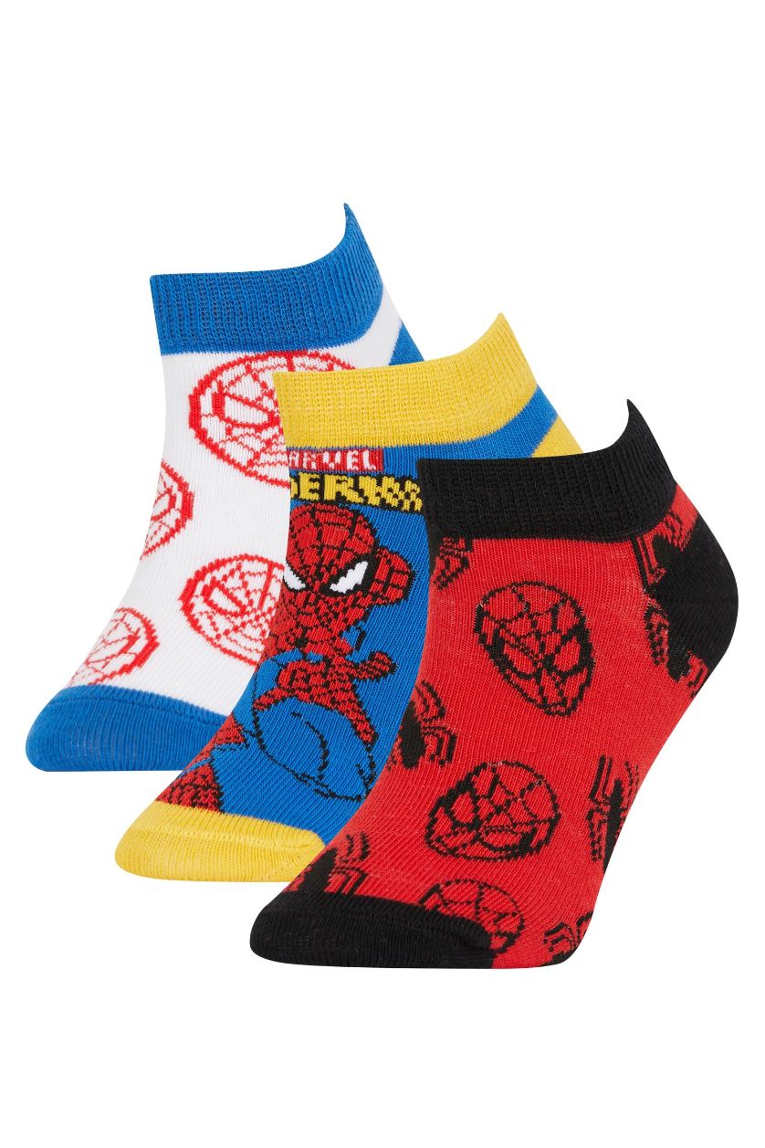 Boys & Teens Karma Boy Marvel Spiderman Licensed 3 Pack Cotton Booties Socks