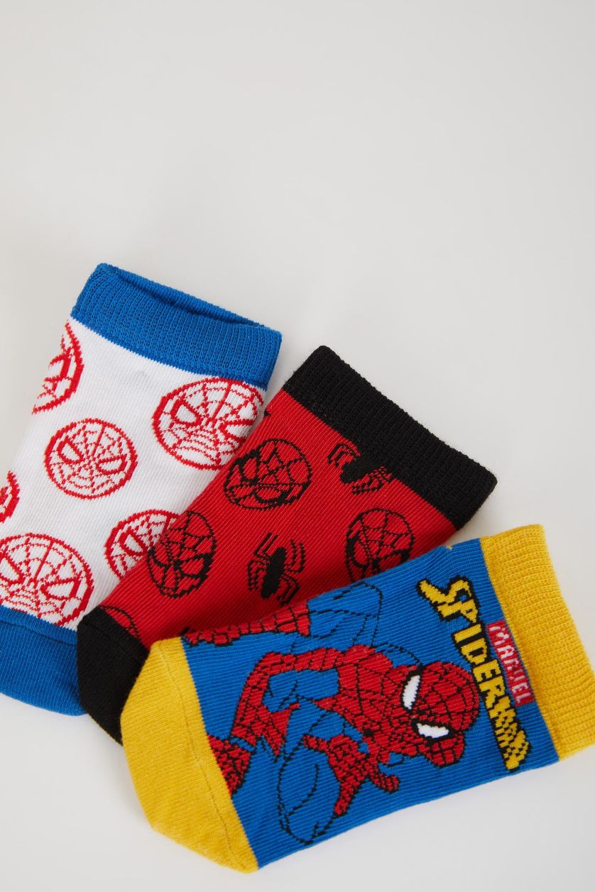 Boys & Teens Karma Boy Marvel Spiderman Licensed 3 Pack Cotton Booties Socks