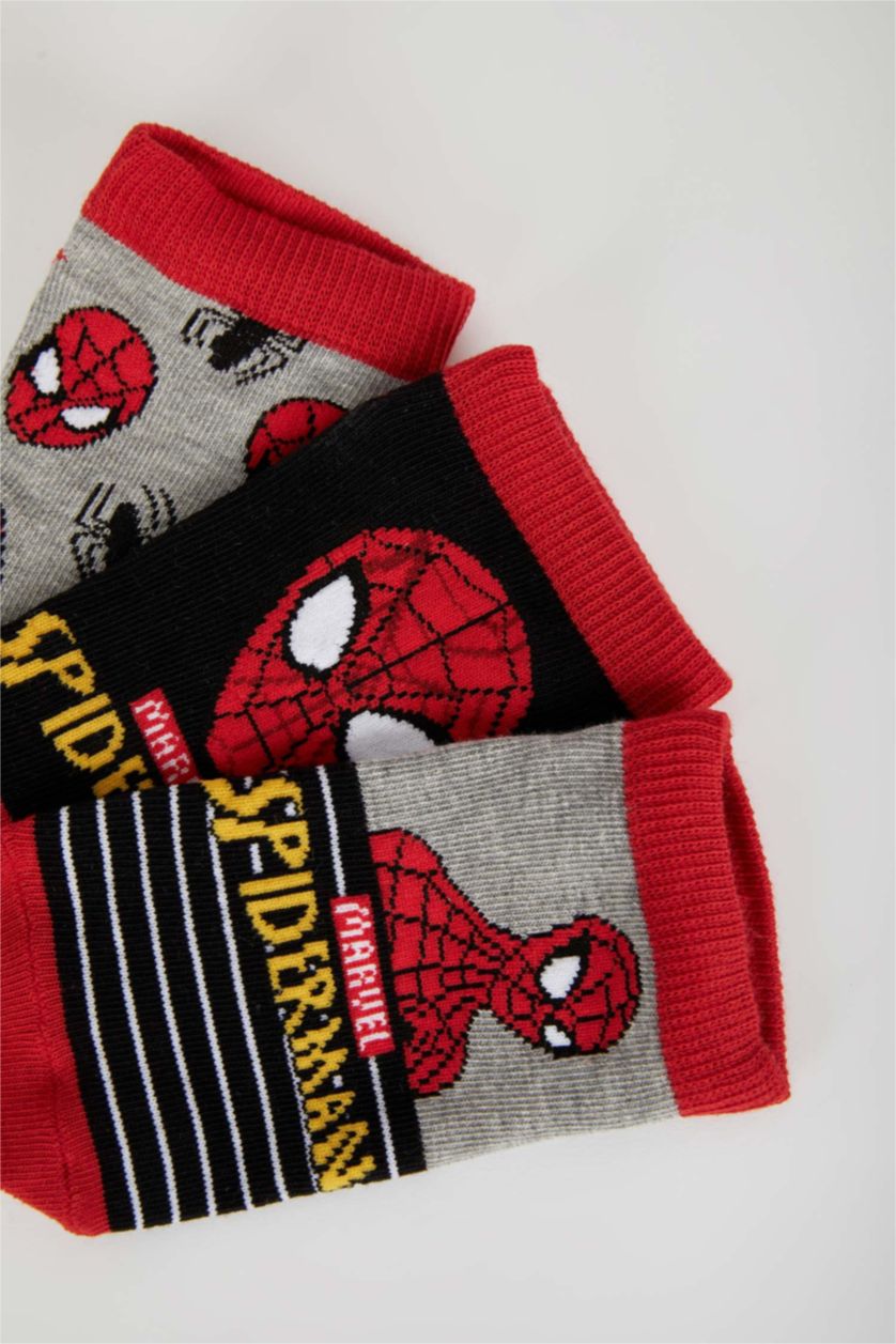Erkek Çocuk - Genç Erkek Karma Marvel Spiderman 3'lü Pamuklu Patik Çorap Erkek Çocuk
