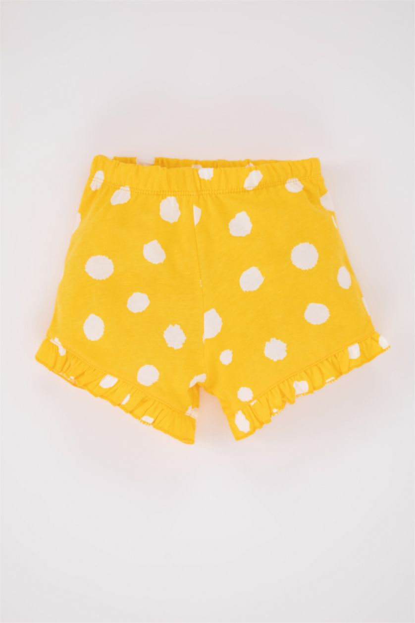 طفلة صغيرة أصفر طقم بناتي منقط بياقة مستديرة - قطعتين