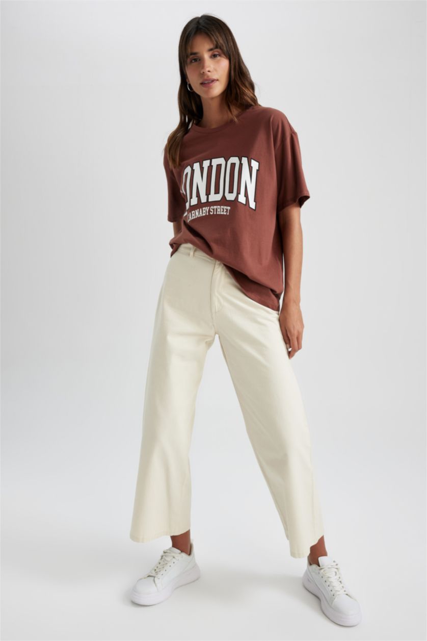 نساء بني Oversize Fit Short Sleeve T-Shirt