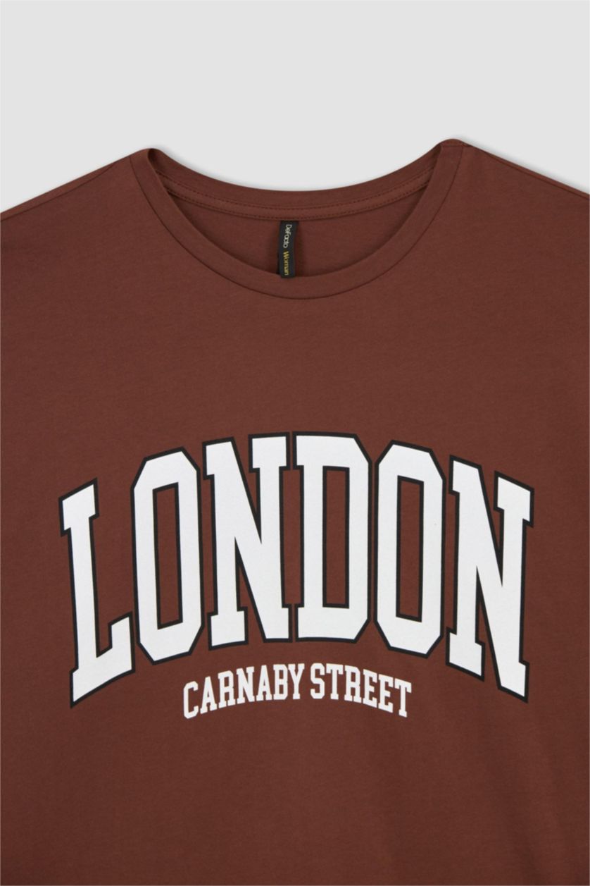 نساء بني Oversize Fit Short Sleeve T-Shirt