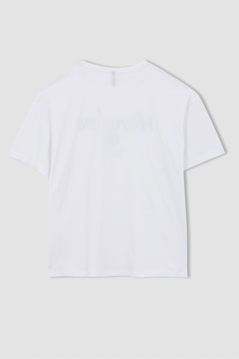FEMME Blanc T-shirt Oversize imprimé en coton à col rond